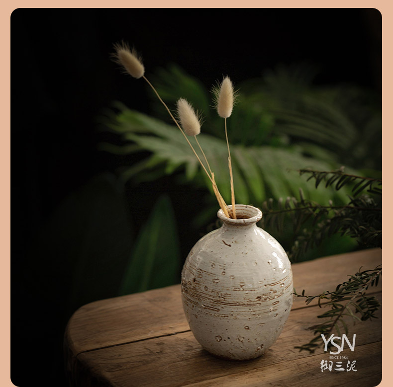 Coarse pottery clay miniature ceramic vase Japanese ceramic vase Coarse pottery flower implement tea zen Chinese style household furnishing articles