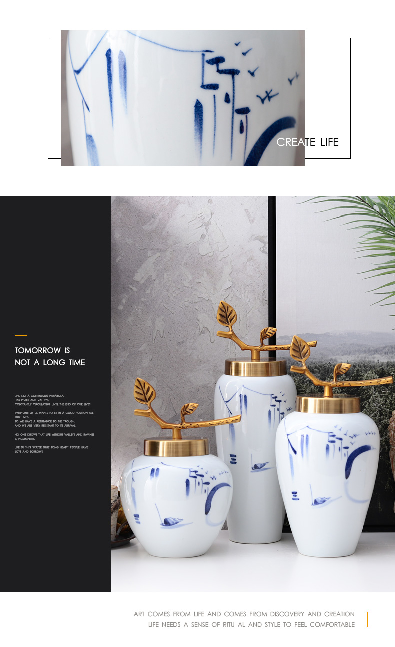 New Chinese style is I and contracted sitting room flower arranging furnishing articles table decorations household jingdezhen ceramic dry flower vase