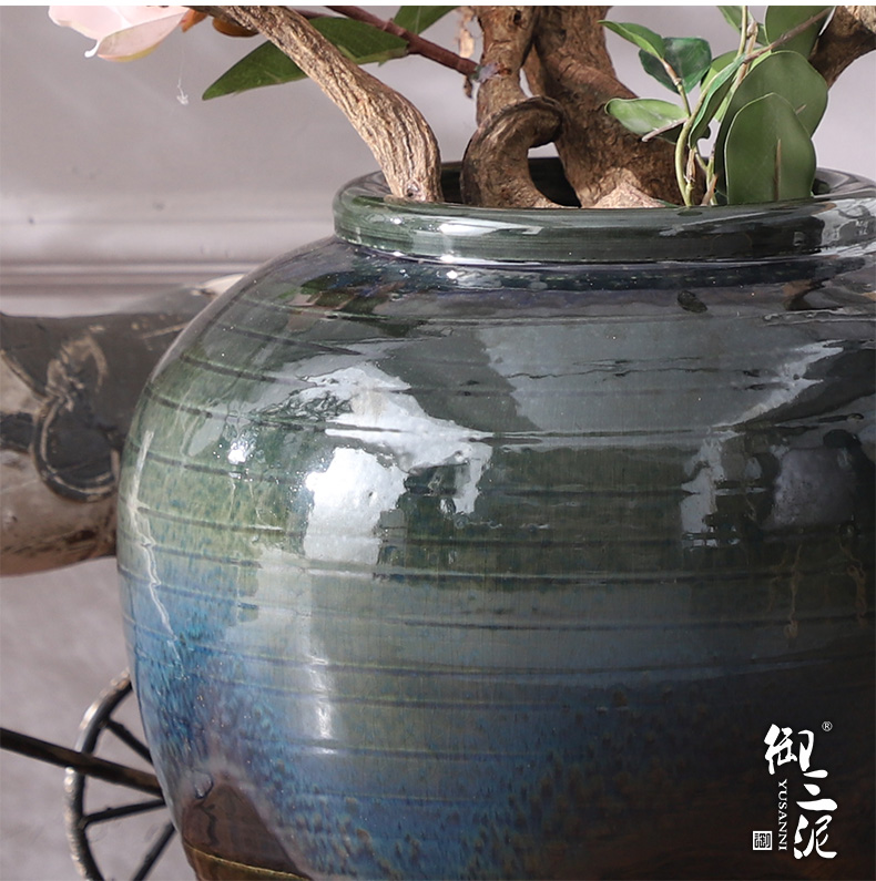 Jingdezhen ceramic furnishing articles European modern vase large living room decoration flower arranging hotel villa blue flower pot