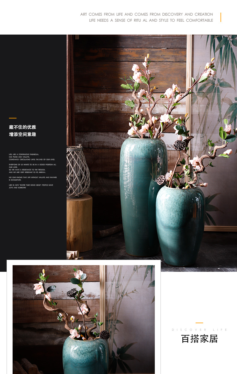 Pottery decorative furnishing articles the I and contracted Norway forest north dry flower ceramic vases, sitting room ground flowerpot flower arrangement