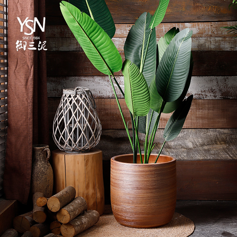 Furnishing articles sitting room big villa garden flowerpot Nordic modern ceramic vase landing of large diameter dried flower simulation flowers