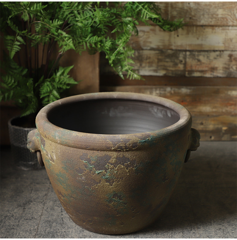 The Head of archaize ceramic VAT coarse pottery aquarium furnishing articles courtyard garden manual tank landing of large diameter flowerpot