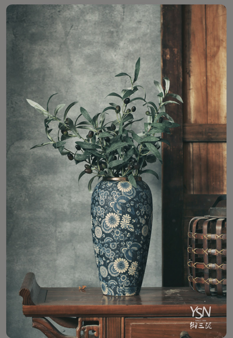 Mouths dried flowers mesa of blue and white vase continental Chinese style flower implement jingdezhen ceramic flower arranging flowers restore ancient ways furnishing articles