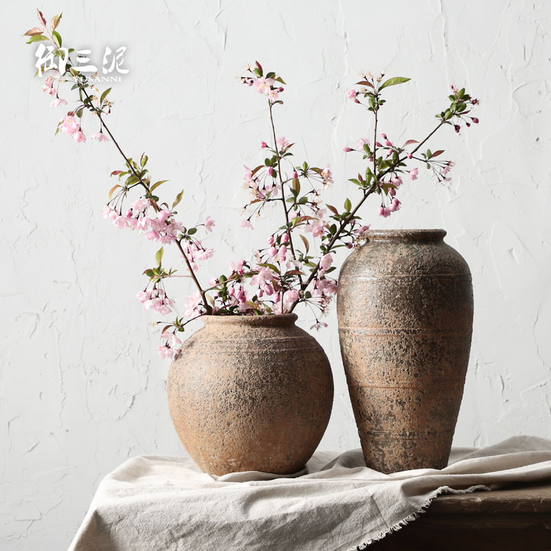 Manual coarse TaoHua device do old POTS of jingdezhen ceramic dry flower vase hand made Japanese teahouse zen flowerpot
