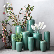 Ceramic floor-to-ceiling vase Dry flower color glaze kiln change flower arrangement Modern European living room hotel decoration large vase