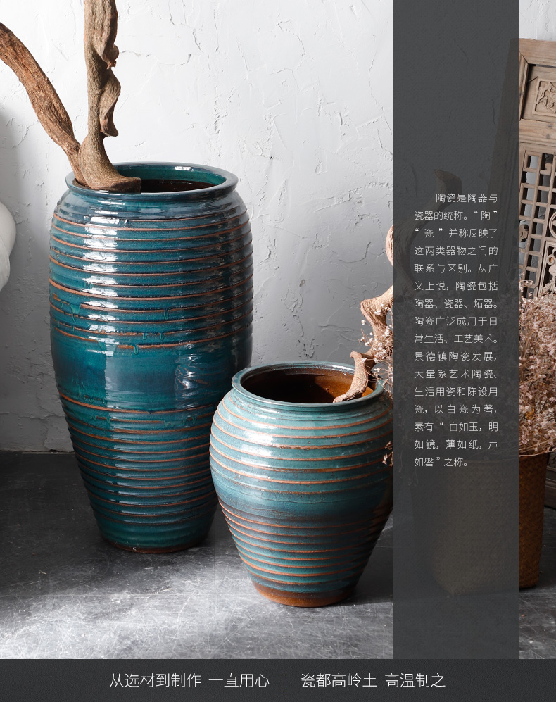 Coarse pottery restoring ancient ways the ground dried flower decoration furnishing articles Chinese bronze sitting room vase screw thread of large diameter zen flowerpot