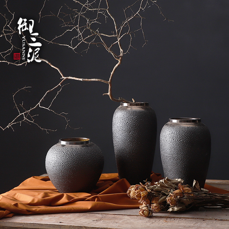 Nordic modern minimalist ceramic vase drying floral decoration swinging room Coarse Pottery Pottery Jar Retro Flower flower Water perfumer