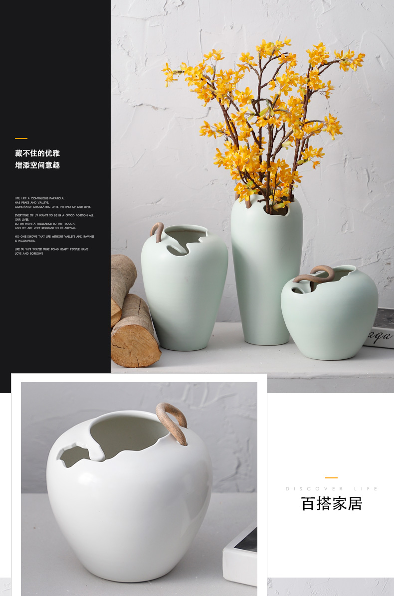 Ceramic dry flower white vase floral decoration is I and contracted sitting room creative household adornment flower arranging furnishing articles