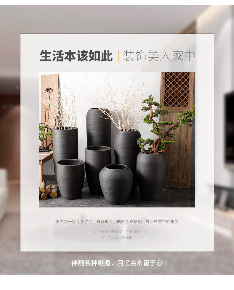 I and contracted large vase Nordic furnishing articles between sitting room flower arranging hotel villa example, black pottery decoration