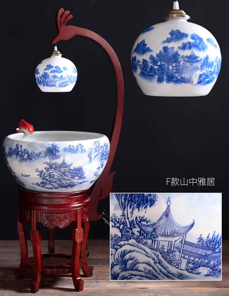 Circulation indoor goldfish bowl porcelain home sitting room with heavy lamp jingdezhen basin of Chinese style furnishing articles ceramic aquarium fish