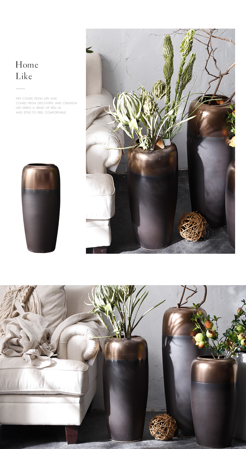 I and contracted Nordic dried flower vase landing light wind key-2 luxury industry big ceramic flower, flower arranging furnishing articles sitting room adornment