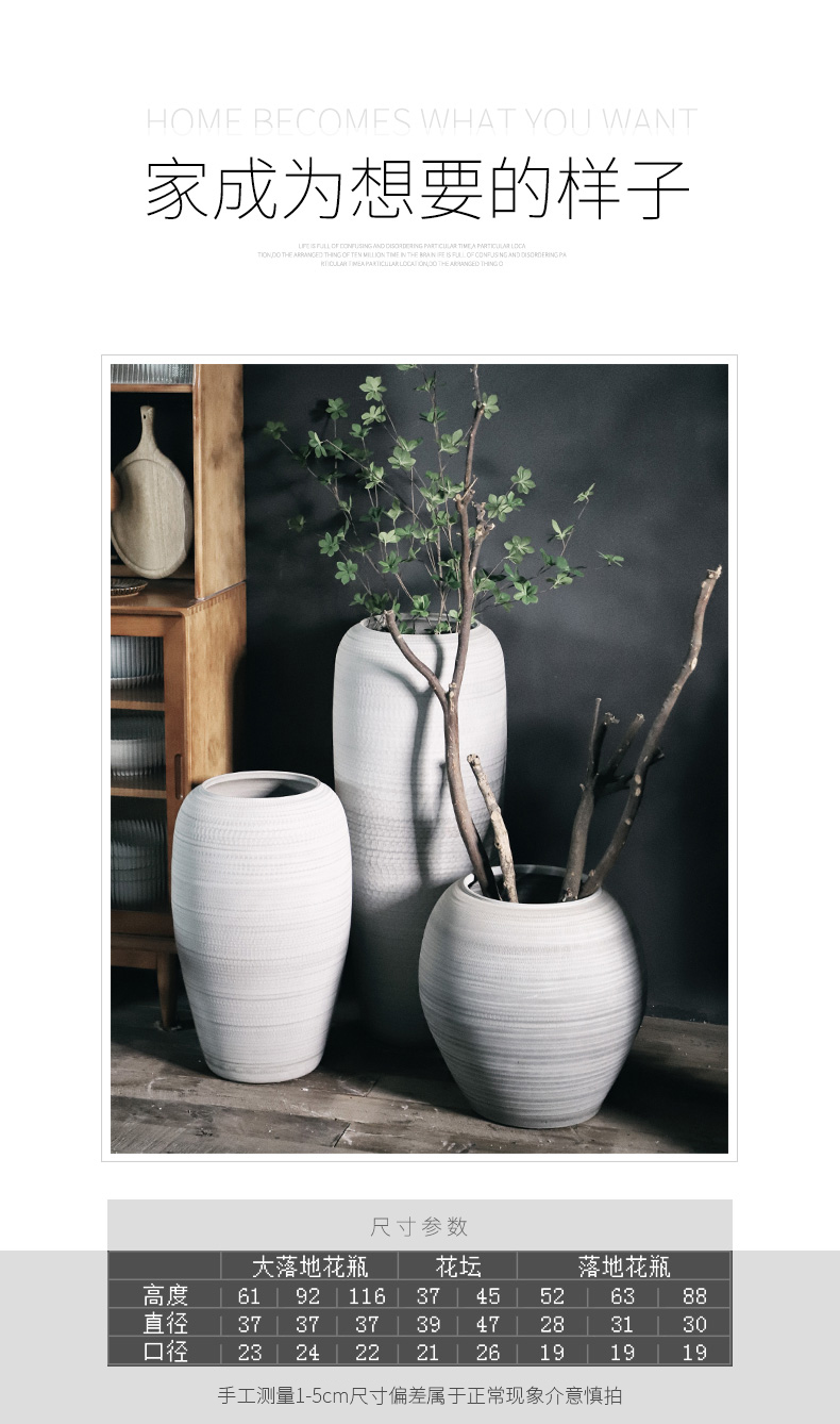 Jingdezhen ceramic vases, flower arrangement sitting room furnishing articles dried flowers to decorate the modern contracted landing flower implement coarse pot