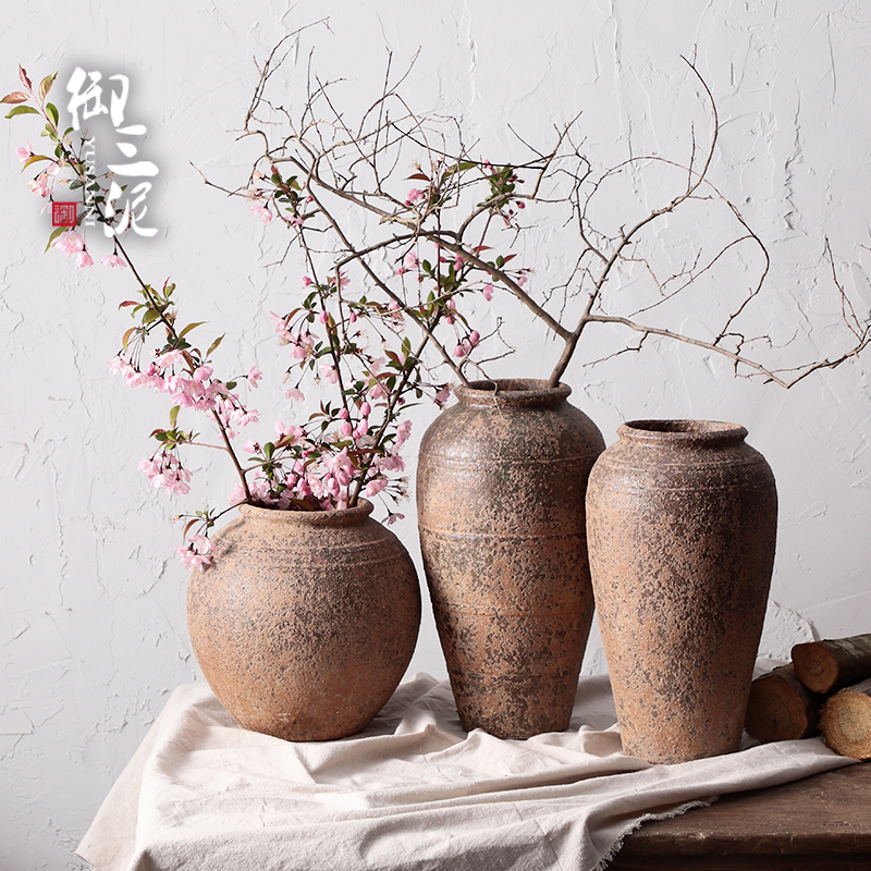 Manual coarse TaoHua device do old POTS of jingdezhen ceramic dry flower vase hand made Japanese teahouse zen flowerpot