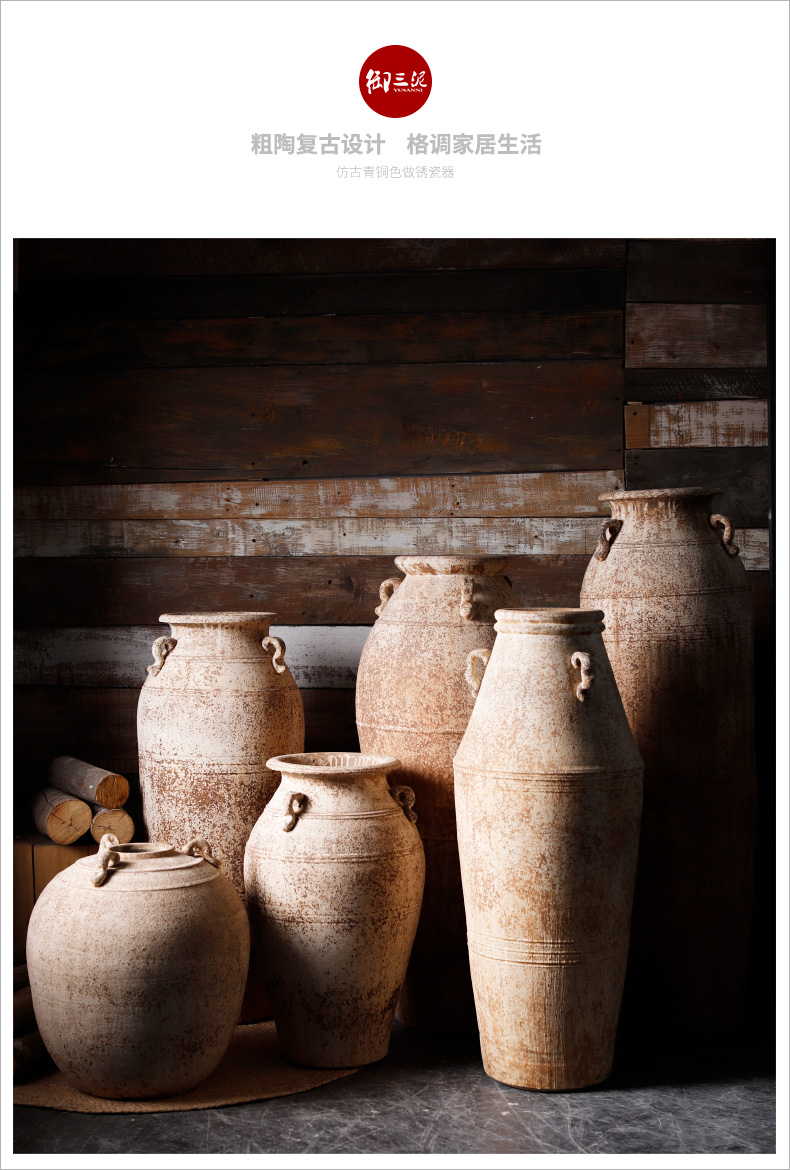 Jingdezhen manually restoring ancient ways is archaize of coarse pottery unearthed dry flower vase meaty plant flower pot zen home stay facility