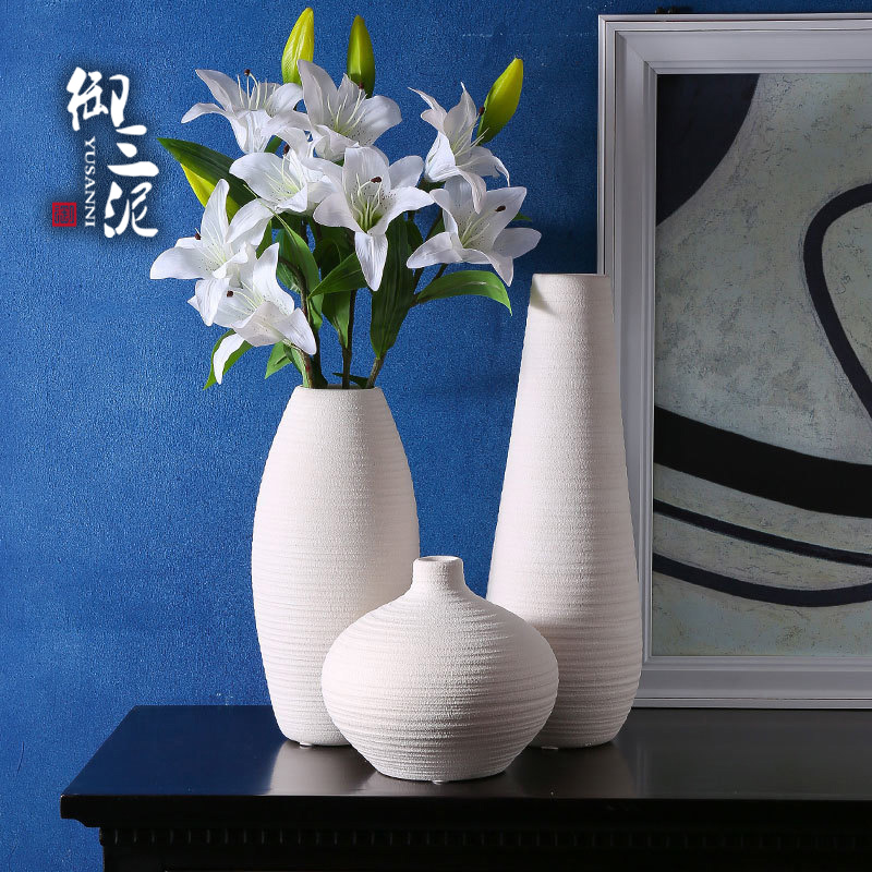 American white ceramic dry vase small fresh simple modern white flower arrangement home living room ceramic decoration flower device