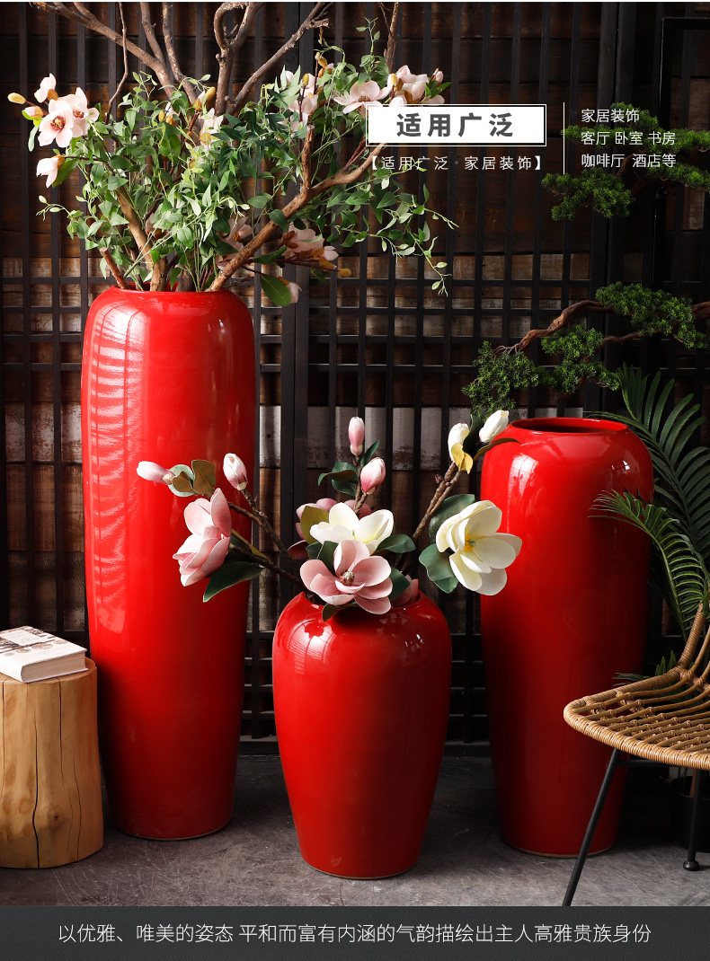 Jingdezhen ceramic floor big vase Chinese festival of Chinese red flower arranging furnishing articles exhibition hall, the opened decoration wedding