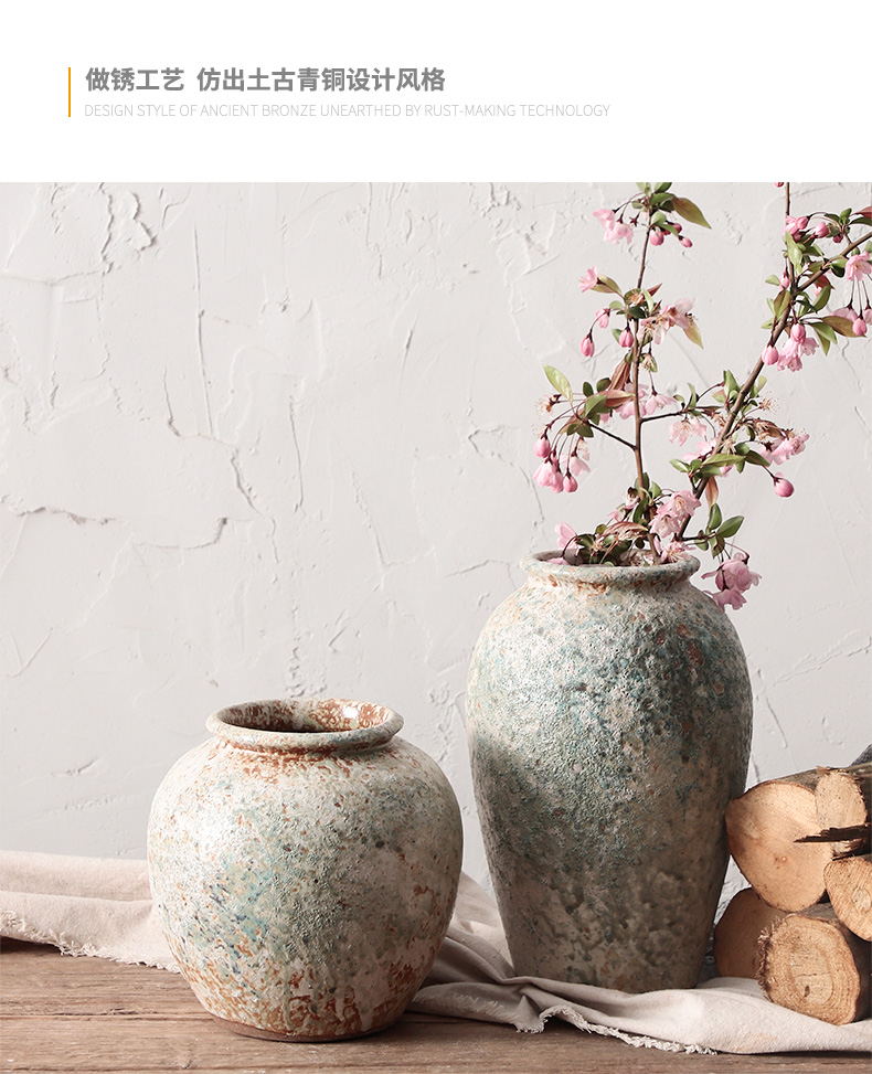 Jingdezhen ceramic dry flower vase home stay facility teahouse zen flowerpot manual coarse TaoHua restoring ancient ways is more than flesh POTS