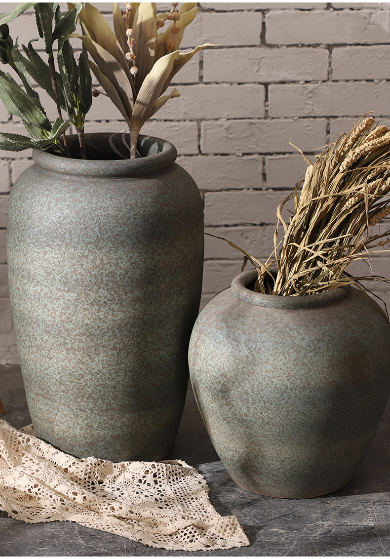 Jingdezhen ceramic large ancient vase hotel flower arranging furnishing articles I and contracted sitting room ground clay pot