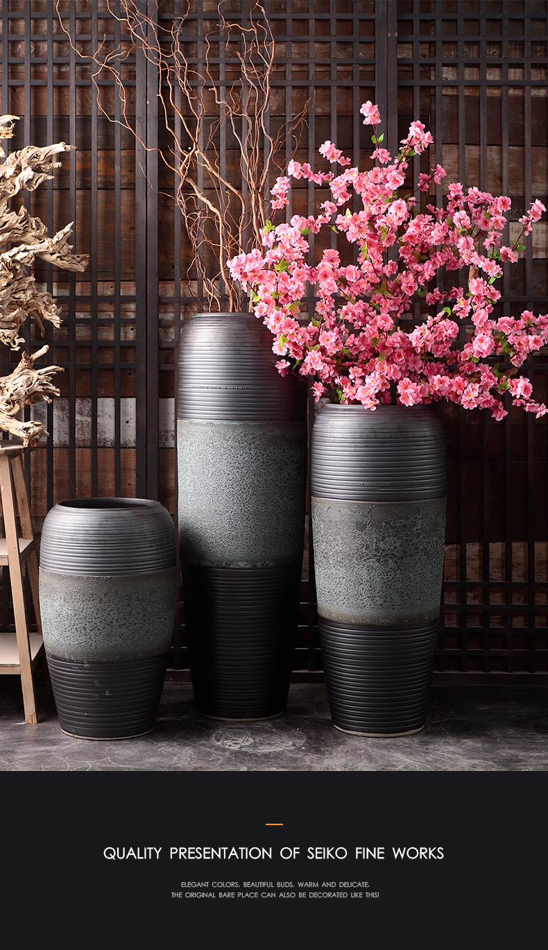 New Chinese style restoring ancient ways of jingdezhen ceramic vase hotel flower arranging furnishing articles sitting room ground in the modern pottery large flower pot