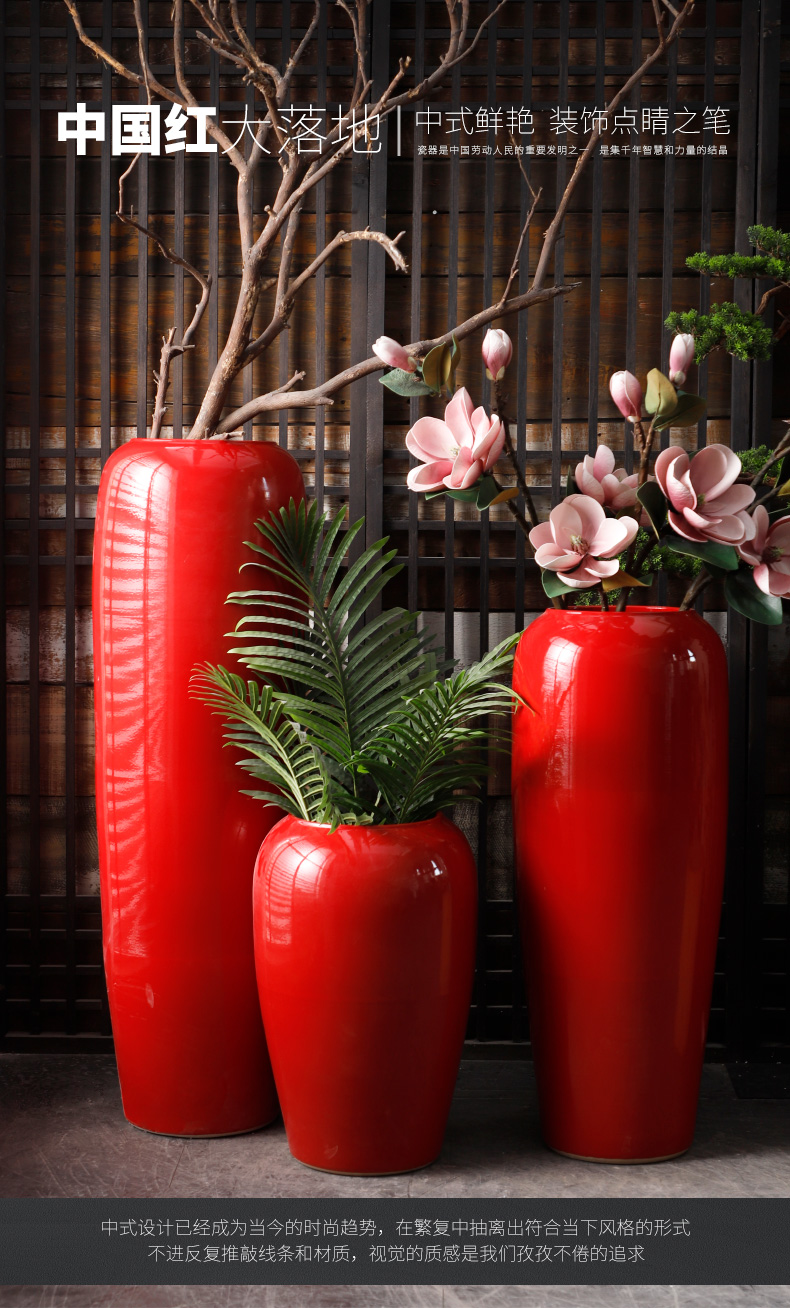 Jingdezhen ceramic floor big vase Chinese festival of Chinese red flower arranging furnishing articles exhibition hall, the opened decoration wedding