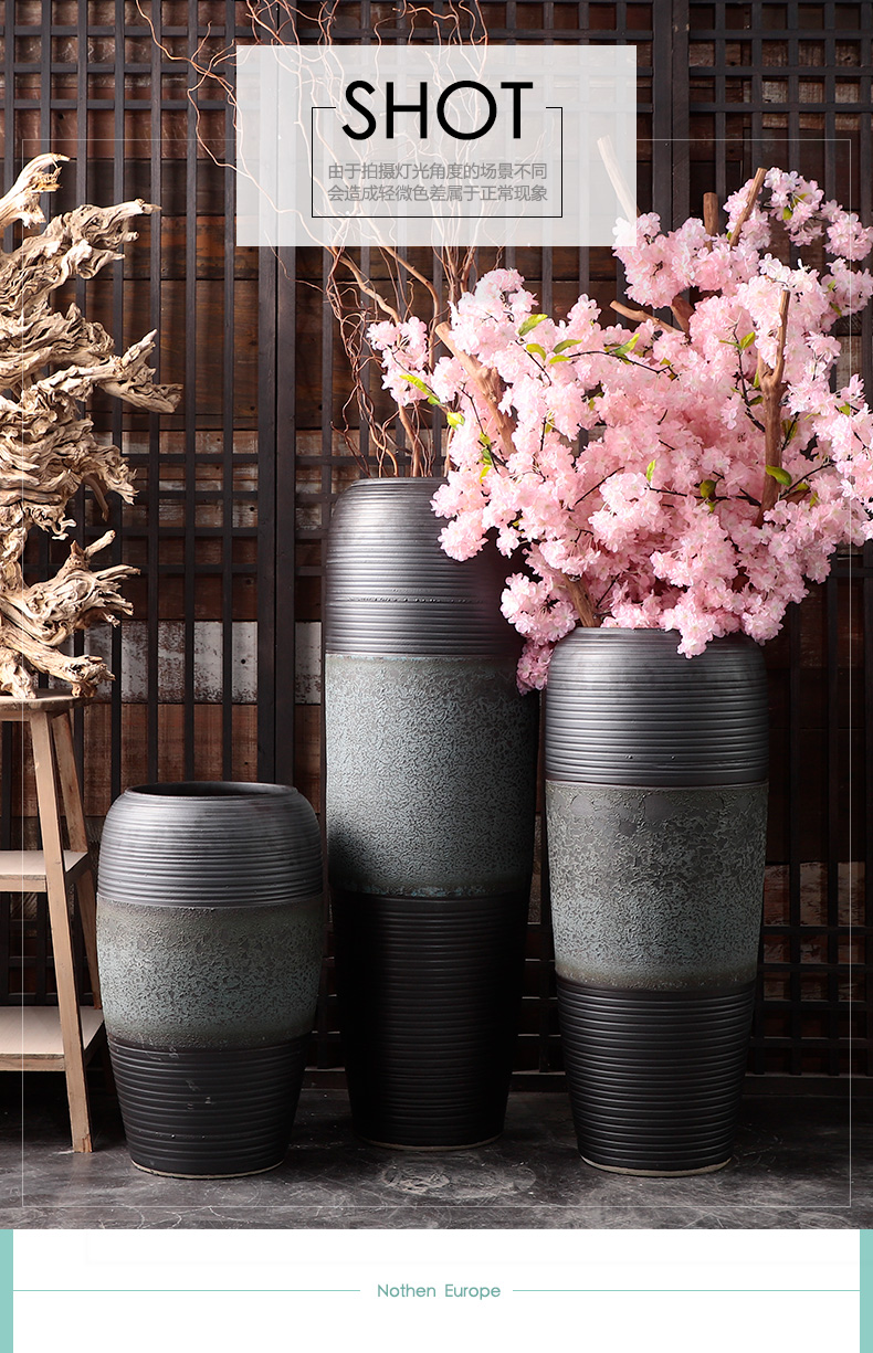 New Chinese style restoring ancient ways of jingdezhen ceramic vase hotel flower arranging furnishing articles sitting room ground in the modern pottery large flower pot