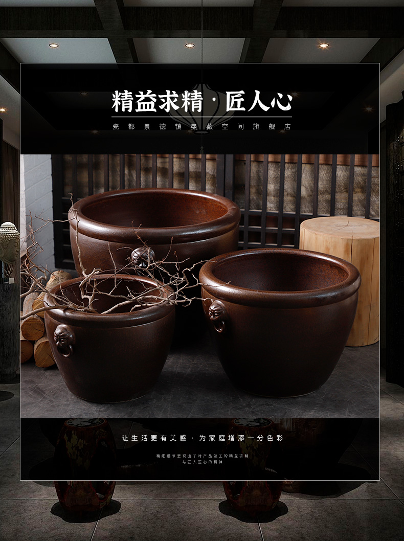 Jingdezhen ceramic Chinese mythology is big fish tank lotus floor furnishing articles courtyard garden tank big flower pot