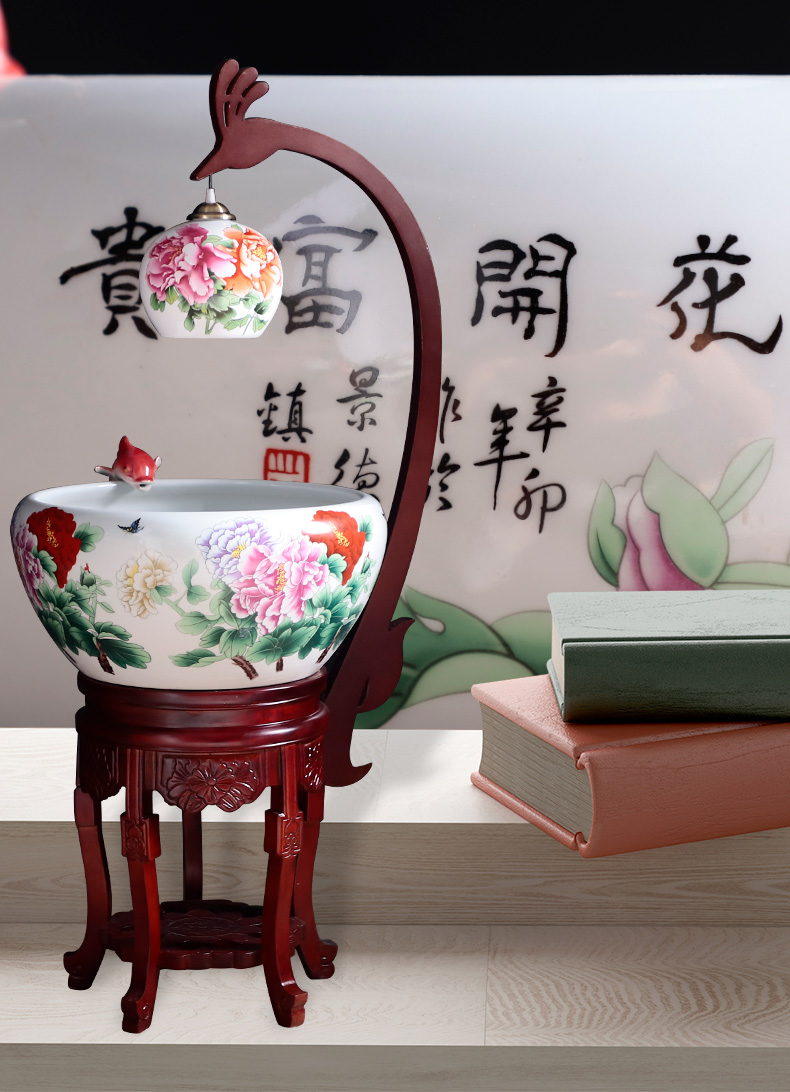 Circulation indoor goldfish bowl porcelain home sitting room with heavy lamp jingdezhen basin of Chinese style furnishing articles ceramic aquarium fish