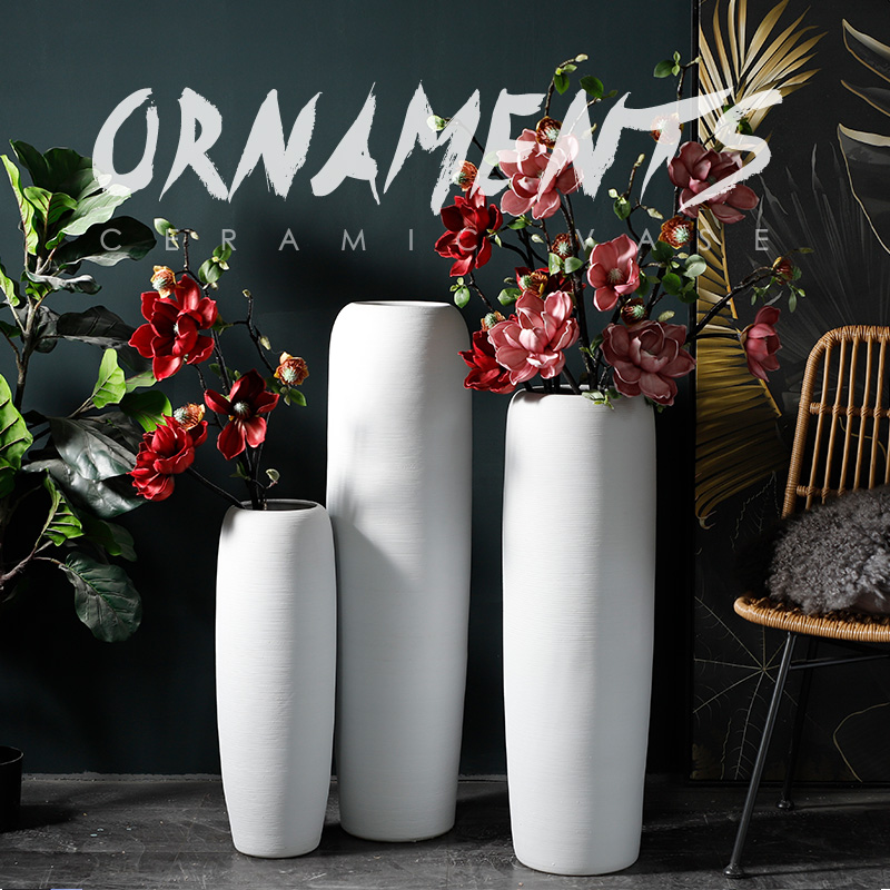 Nordic dry flower vase living room flower arrangement floor decoration minimalist modern minimalist ceramic window white thread line