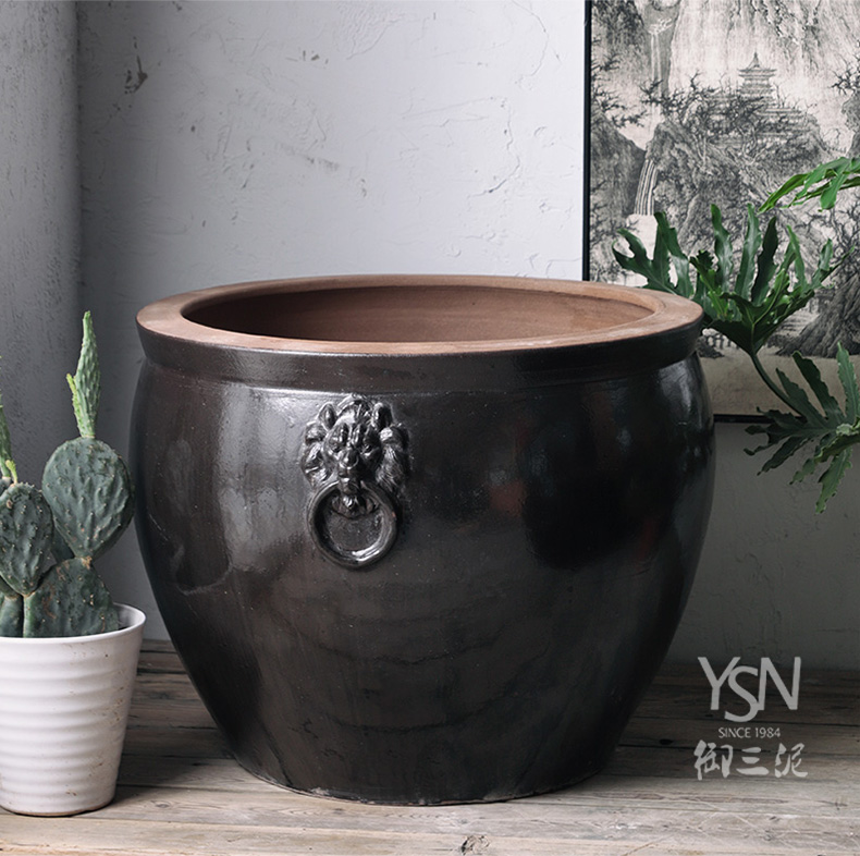 Three clay ceramic courtyard hotel royal legend household is suing tank aquarium earthenware cylinder feel sea garden decoration furnishing articles