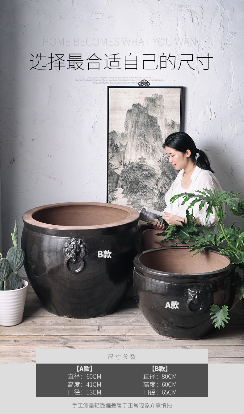 Three clay ceramic courtyard hotel royal legend household is suing tank aquarium earthenware cylinder feel sea garden decoration furnishing articles