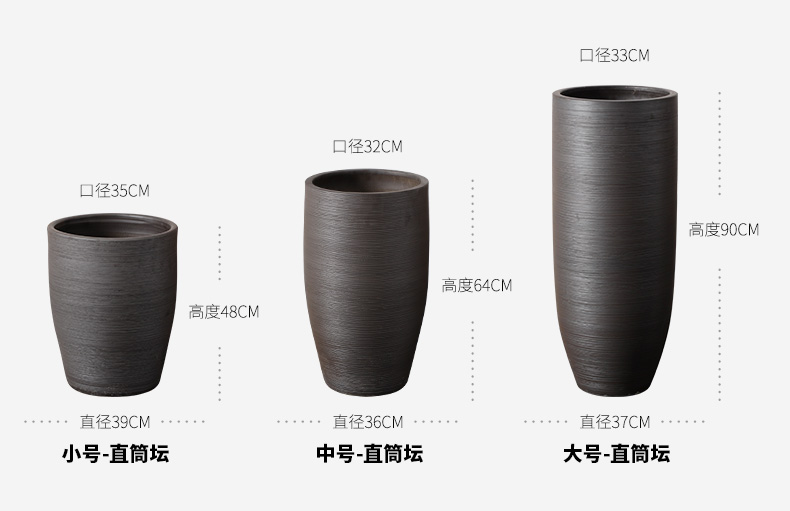 Jingdezhen I and contracted sitting room ground ceramic vase flowerpot pottery aquarium ceramic cylinder black thread flower arranging furnishing articles