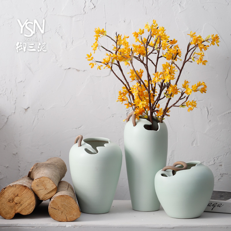 Ceramic dry flower white vase floral decoration is I and contracted sitting room creative household adornment flower arranging furnishing articles