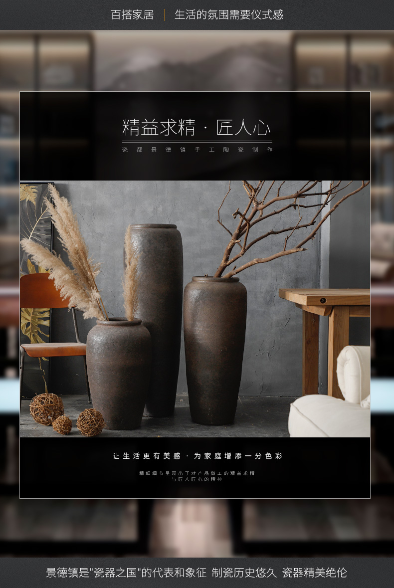 Jingdezhen ceramic large vase sitting room be born POTS big flowerpot flower arranging restoring ancient ways furnishing articles I and contracted by hand