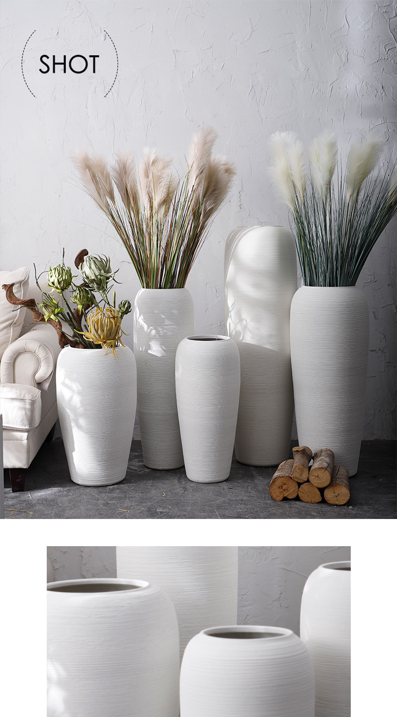 Jingdezhen ceramic big vase Nordic sitting room dry flower arranging flowers, white pottery decorative furnishing articles I and contracted landing