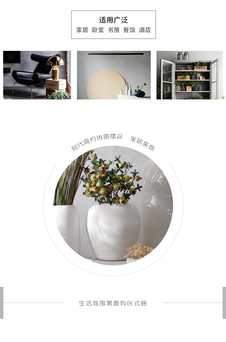Jingdezhen ceramic big vase Nordic sitting room dry flower arranging flowers, white pottery decorative furnishing articles I and contracted landing