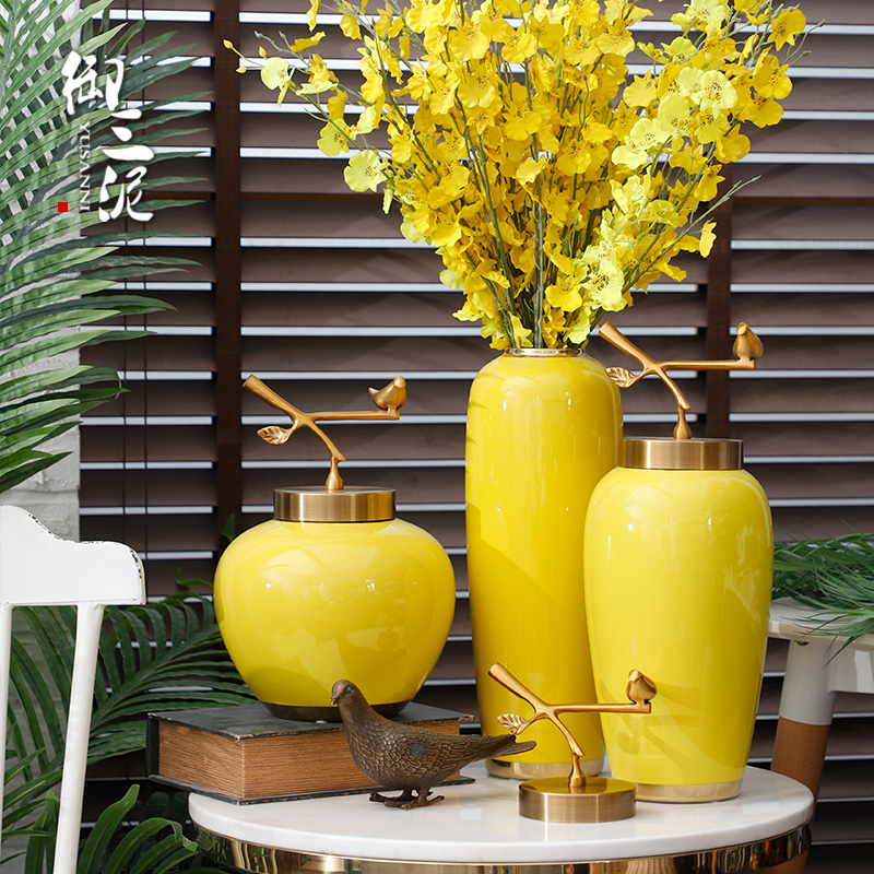 I and contracted the new Chinese style living room table flower arranging furnishing articles ceramic vases household dry flower adornment ou