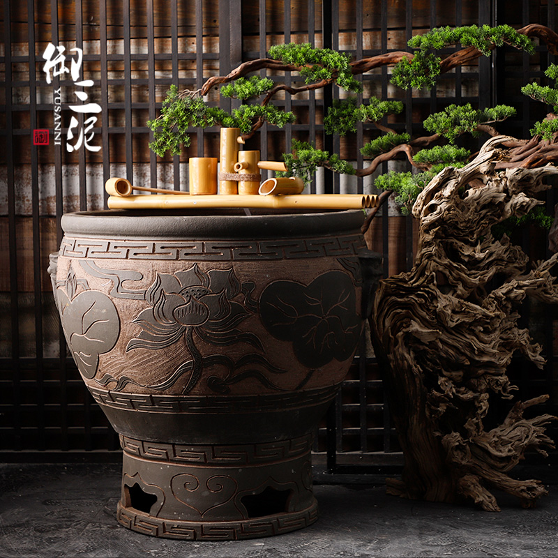 Jingdezhen ceramic lion Dutch aquarium turtle slept carving earthenware VAT base large large tank a goldfish bowl