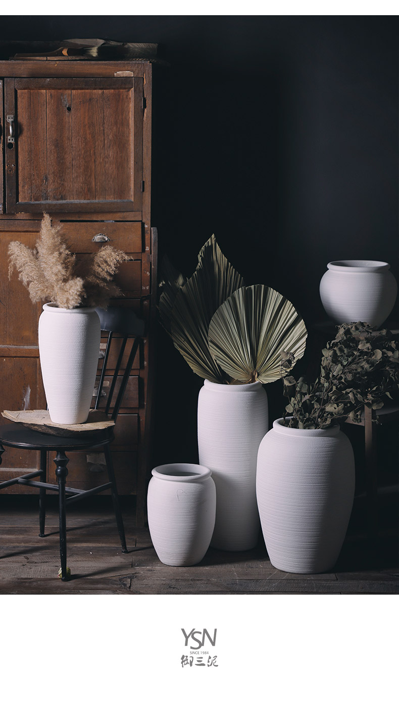 Royal three coarse pottery Nordic white mud of large vase wedding dry flower arranging flowers decorative furnishing articles contracted and I wind