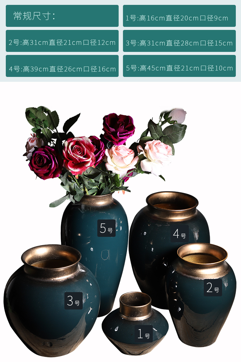 Ceramic vase artical sitting room flower arranging furnishing articles American I and contracted hydroponic dried flowers, creative household decoration