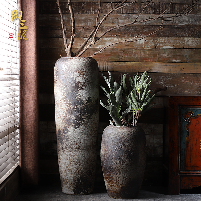 Retro ceramic vases, flower arrangement sitting room place I and contracted large ground vase floral decoration villa garden