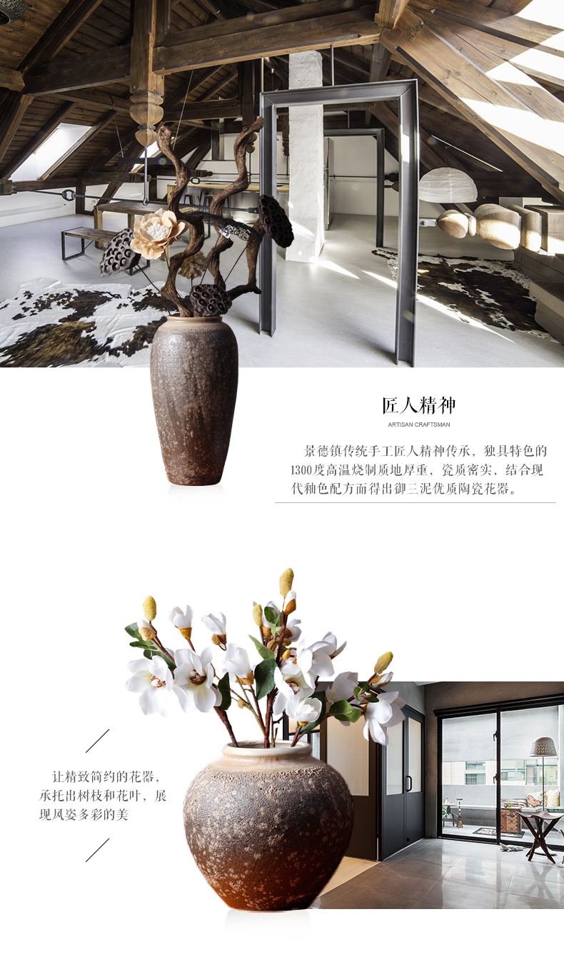 Coarse clay some ceramic jingdezhen porcelain table dry flower vase manual simulation flower, flower implement restoring ancient ways furnishing articles furnishing articles decoration