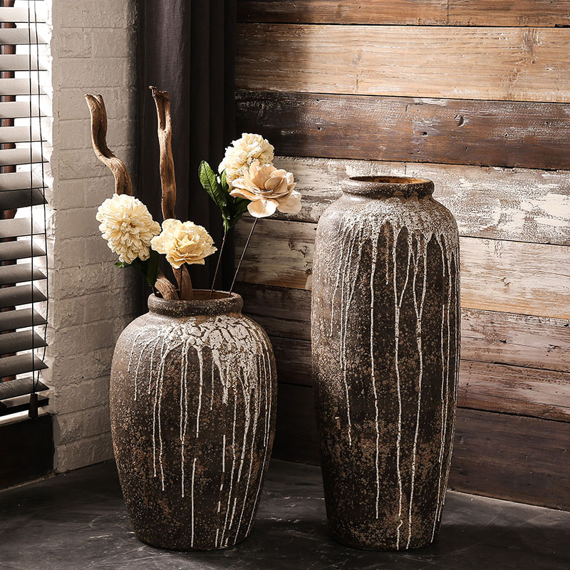 Three mud jingdezhen imperial vase manual coarse landing some ceramic jar jar flower implement earthenware do old archaize large flower pot