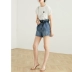 Giảm giá 30% ▎Rui Shi chân thon tốt eo cao của bạn là quần lửng cạp cao, quần short denim nữ mỏng để gửi thắt lưng - Quần short