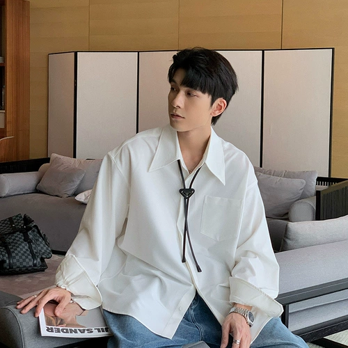 Дизайнерская цветная рубашка для отдыха, осенняя, тренд сезона, в корейском стиле