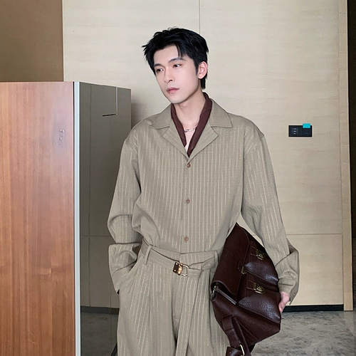 Hualun весенне-осенний высококачественный мужской повседневный костюм-рубашка 𫔮Спортивный комплект с чистым комплектом в корейском стиле