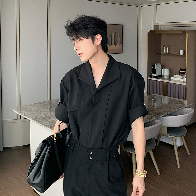 Hualun Casual Shirt for Men, Short-Sleeved, Summer, High-End, Loose, Wrinkle-Free Shirt, Korean Style Cleanfit Top Hualun Casual Shirt for Men, Short-Sleeved, Summer, High-End, Loose, Wrinkle-Free Shirt, Korean Style Cleanfit Top