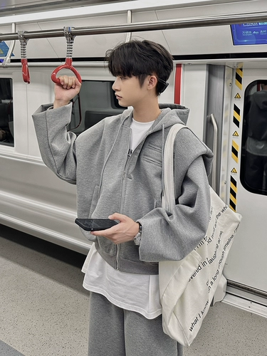 Осенняя мужская куртка, наплечники, толстовка с капюшоном, штаны, комплект, изысканный стиль, оверсайз, свободный прямой крой