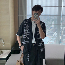Hualun blazer mens summer thin short sleeved Ruffian suit Korean trend summer suit a handsome set