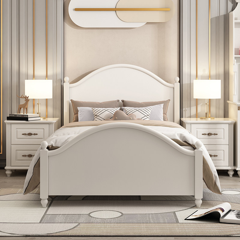 American children's bed girl princess bed 1 5 m Prince adolescent bed boy modern minimalist white solid wood bed-Taobao
