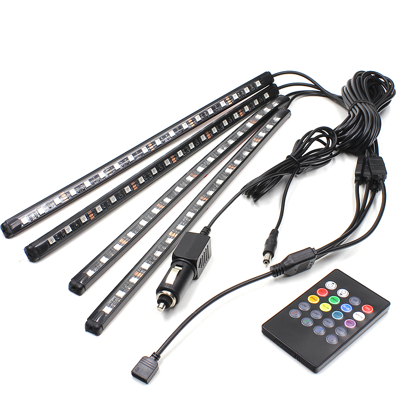 Car colorful atmosphere lights multi-color LED atmosphere lights decorative lights with remote control footwell lights modified Itlt8d9vgh - Taobao